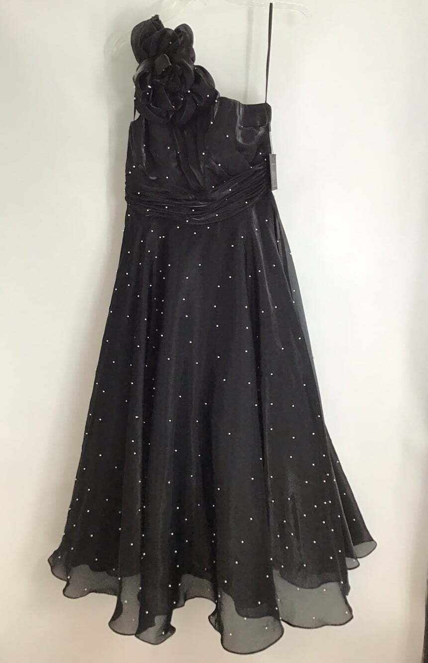 Ieena For Mac Duggal NWT Peal Embellished One Shoulder Organza Midi Dress Sz 8